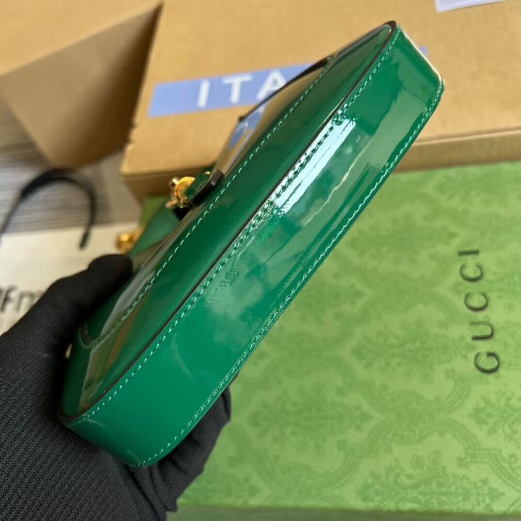 Gucci Jackie 1961 mini patent leather hobo bag 699651 Emerald green Gucci Jackie 1961 mini patent leather hobo bag 699651 Emerald green