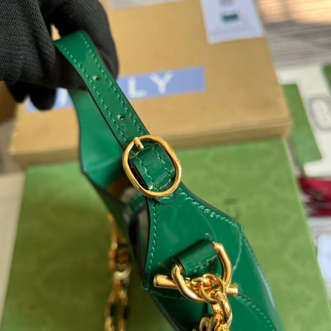 Gucci Jackie 1961 mini patent leather hobo bag 699651 Emerald green Gucci Jackie 1961 mini patent leather hobo bag 699651 Emerald green