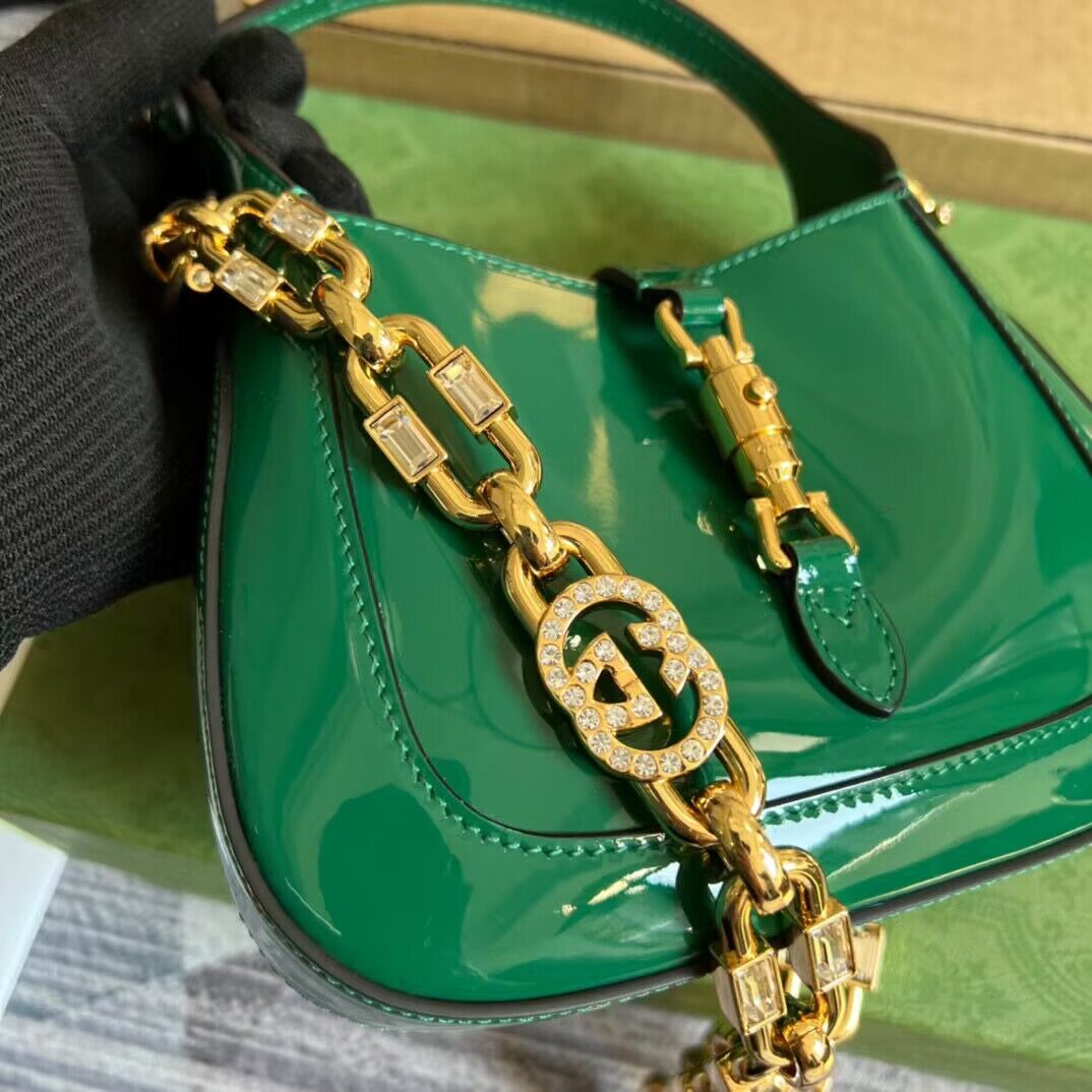 Gucci Jackie 1961 mini patent leather hobo bag 699651 Emerald green Gucci Jackie 1961 mini patent leather hobo bag 699651 Emerald green