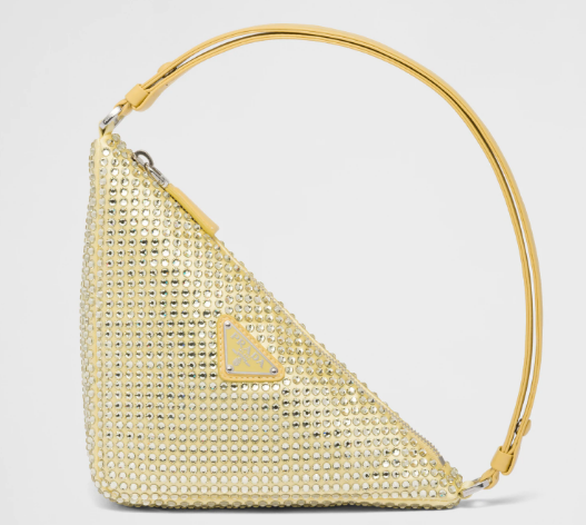 Prada Crystal-studded satin pouch 1NQ044 gold