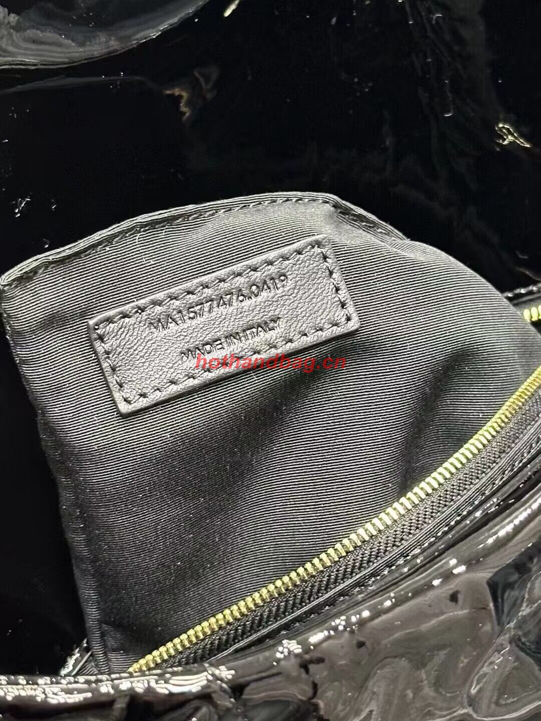 SAINT LAUREN PUFFER SMALL CHAIN BAG IN QUILTED PATENT Y777476 black