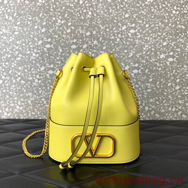 VALENTINO VLOGO SIGNATURE Lambskin Mini Bucket Bag FI16 yellow