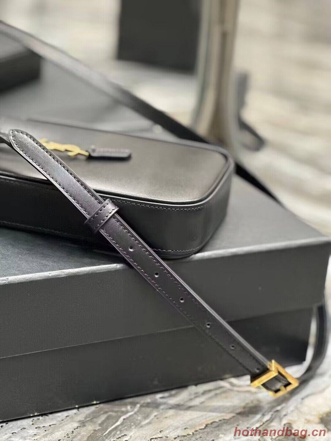 SAINT LAURENT LE 5 A 7 MINI VERTICAL IN SHINY LEATHER 7352142 black SAINT LAURENT LE 5 A 7 MINI VERTICAL IN SHINY LEATHER 7352142 black