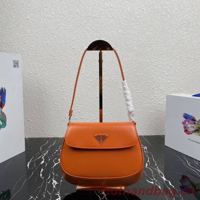 Prada Cleo brushed leather shoulder bag with flap 1BD311 orange