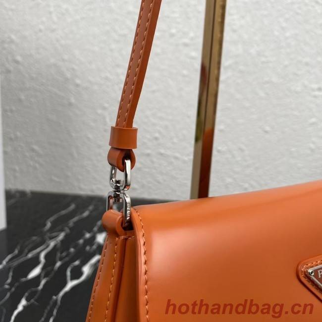 Prada Cleo brushed leather shoulder bag with flap 1BD311 orange