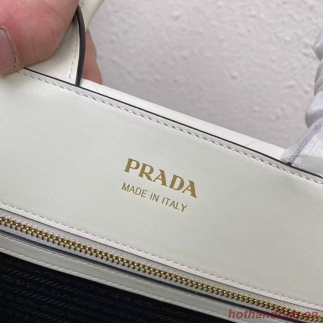Small leather Prada Symbole bag with topstitching 1HH039 white Small leather Prada Symbole bag with topstitching 1HH039 white