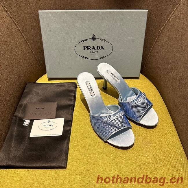 Prada High-heeled satin slides with crystals 93509-7
