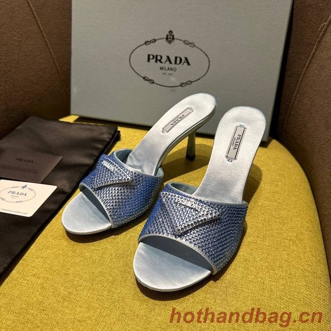 Prada High-heeled satin slides with crystals 93509-7