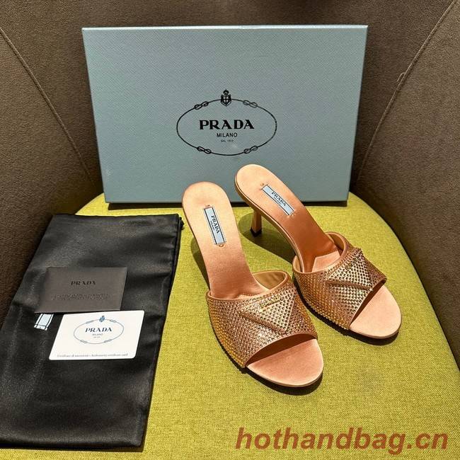 Prada High-heeled satin slides with crystals 93509-8