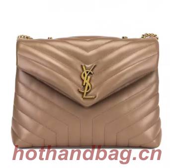SAINT LAURENT Loulou Monogram medium quilted leather shoulder bag 74558 Khaki