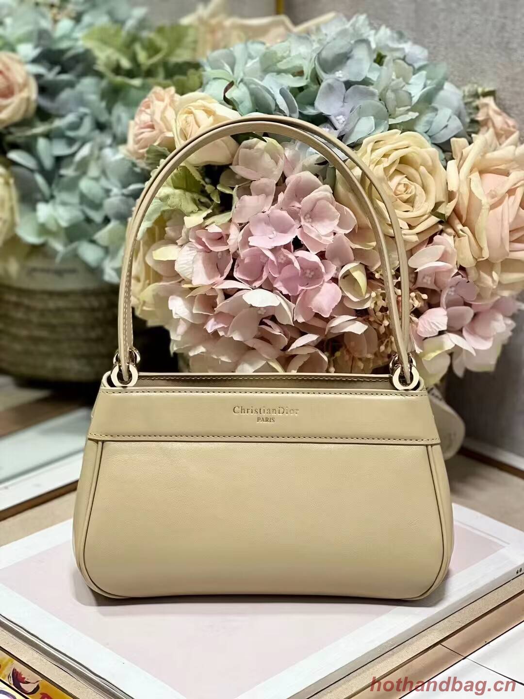 SMALL DIOR KEY BAG Box Calfskin M1844O Sand-Colored SMALL DIOR KEY BAG Box Calfskin M1844O Sand-Colored