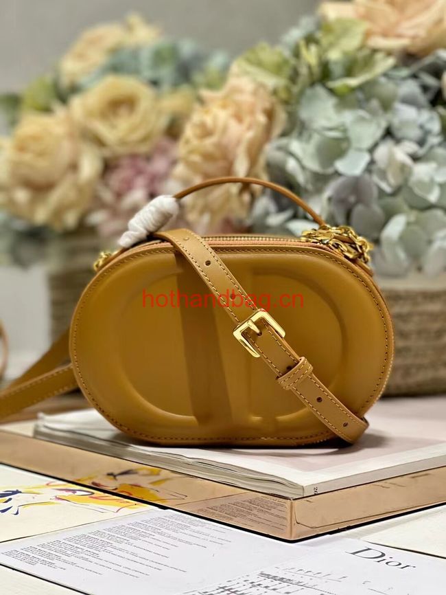 CD SIGNATURE OVAL CAMERA BAG Golden Saddle Calfskin with Embossed CD Signature S2201UMFV CD SIGNATURE OVAL CAMERA BAG Golden Saddle Calfskin with Embossed CD Signature S2201UMFV