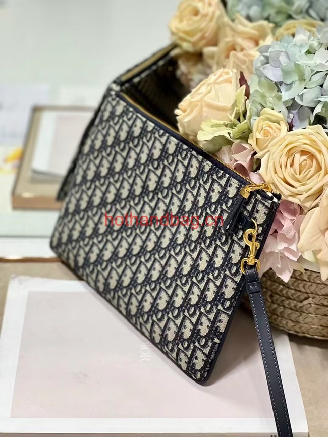 LARGE DIOR CARO DAILY POUCH Blue Dior Oblique Jacquard S5086UWHC LARGE DIOR CARO DAILY POUCH Blue Dior Oblique Jacquard S5086UWHC