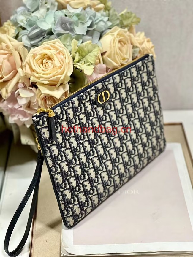 LARGE DIOR CARO DAILY POUCH Blue Dior Oblique Jacquard S5086UWHC LARGE DIOR CARO DAILY POUCH Blue Dior Oblique Jacquard S5086UWHC