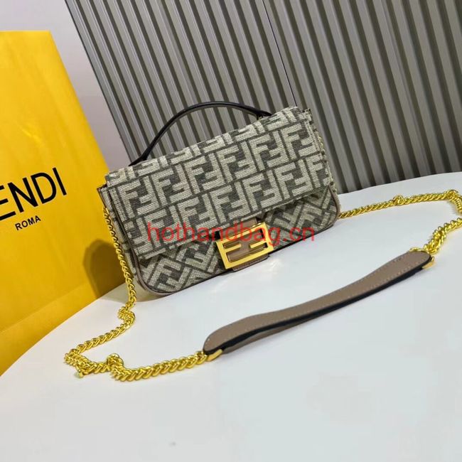 Fendi Baguette canvas bag with FF embroidery F1531 gray