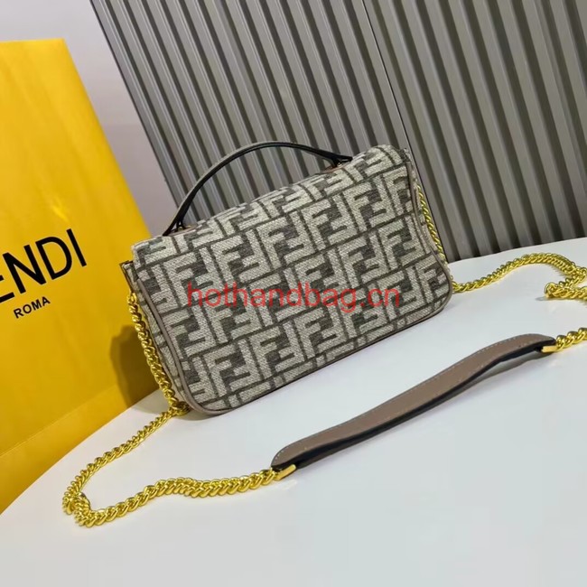 Fendi Baguette canvas bag with FF embroidery F1531 gray Fendi Baguette canvas bag with FF embroidery F1531 gray