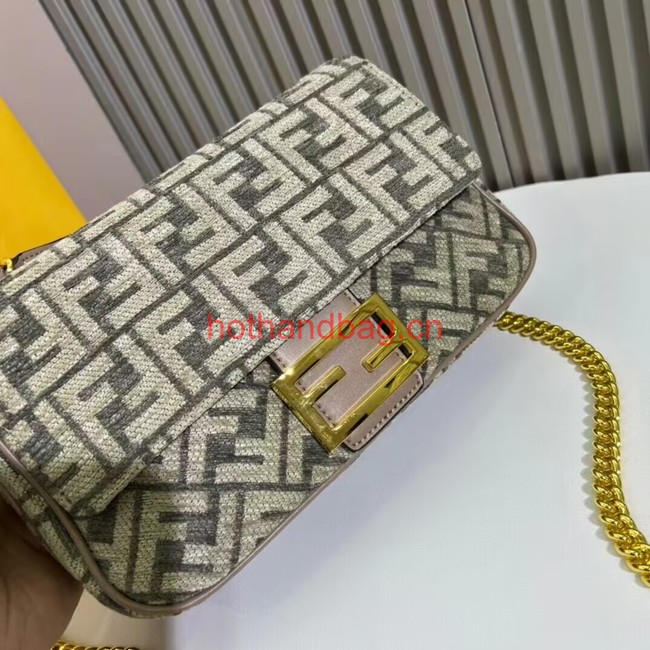 Fendi Baguette canvas bag with FF embroidery F1531 gray Fendi Baguette canvas bag with FF embroidery F1531 gray