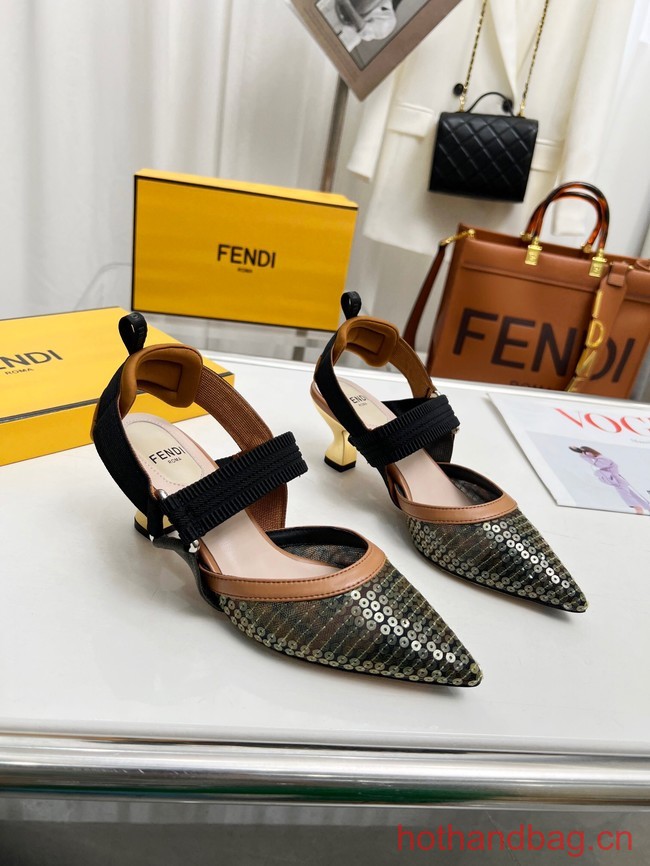 Fendi Colibri mesh high-heeled slingbacks 93615-4