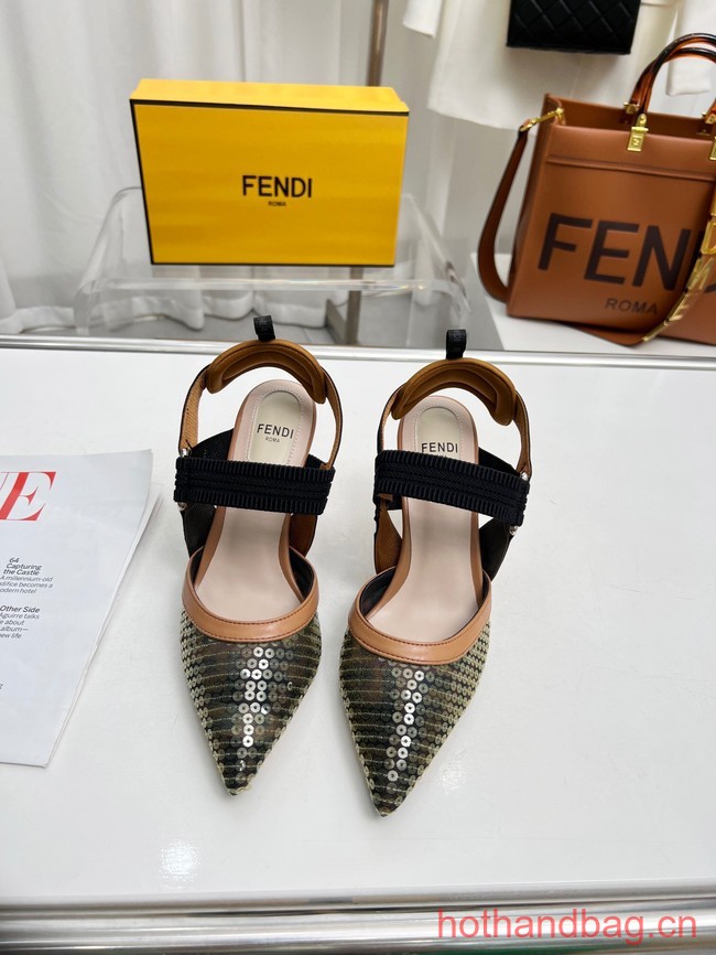 Fendi Colibri mesh high-heeled slingbacks 93616-4