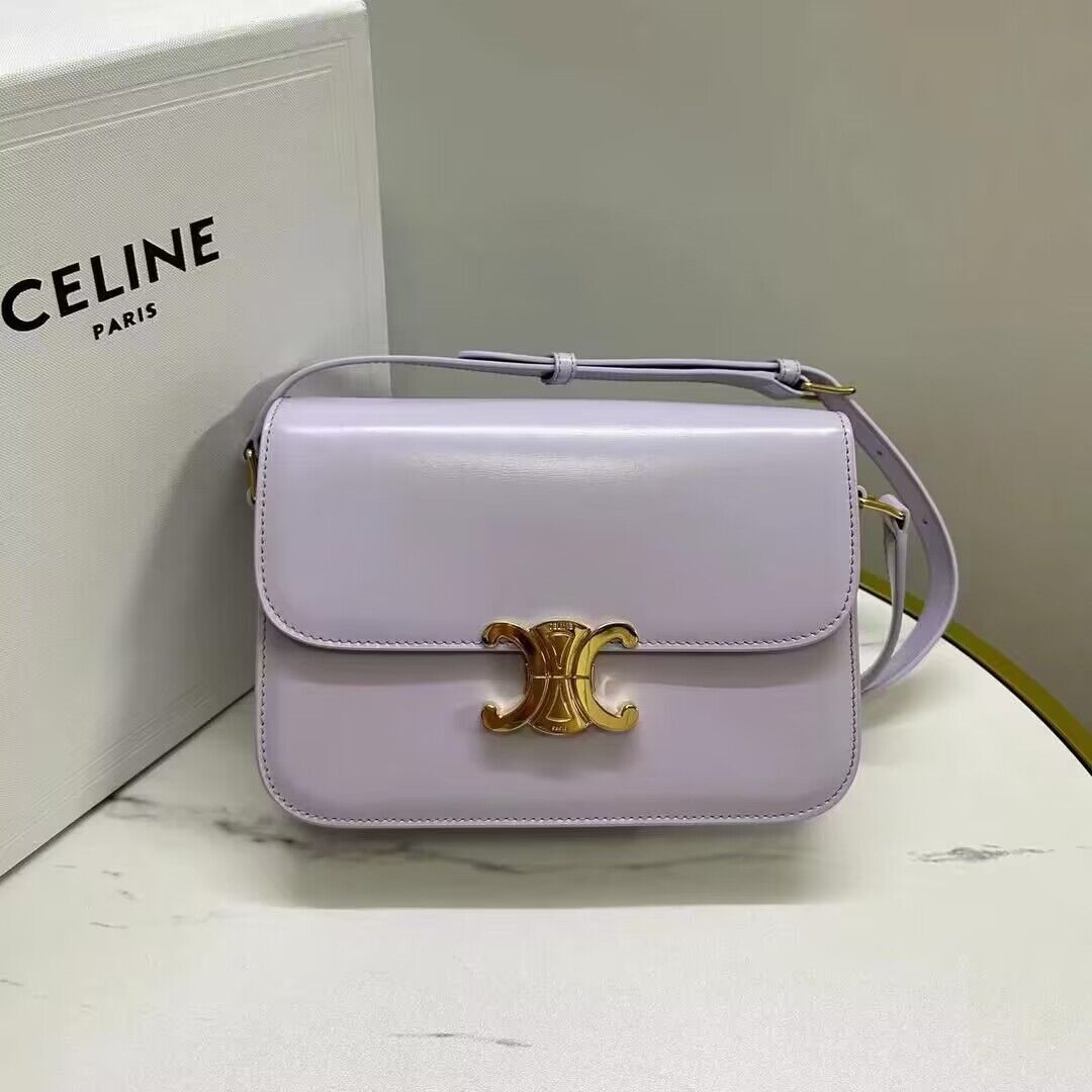 Celine TEEN TRIOMPHE BAG IN SHINY Original CALFSKIN MINERAL 188423 Light Purple