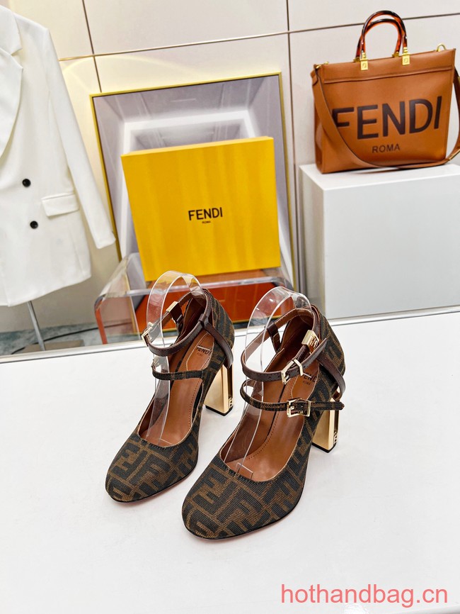 Fendi Delfina Dove gray leather high-heeled court shoes 93658-4