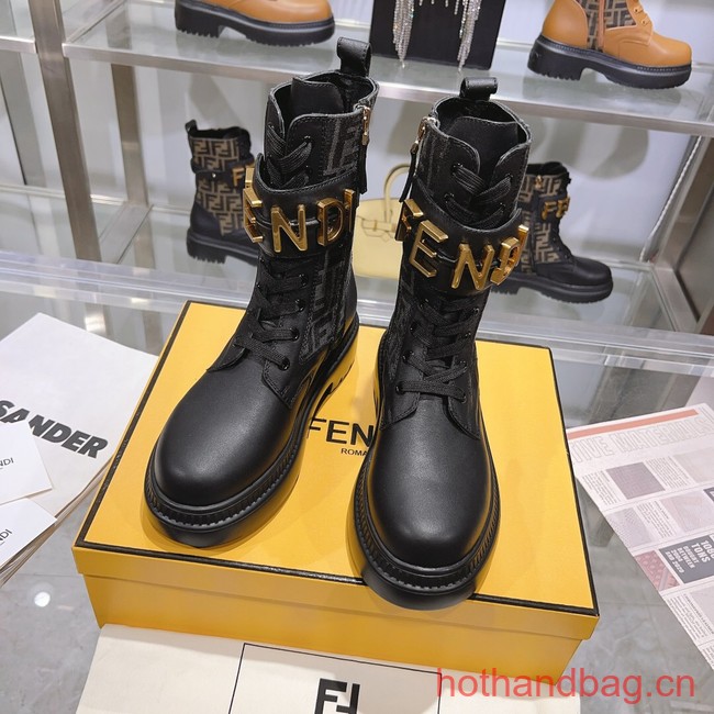 Fendi graphy Black leather biker boots 93702-2