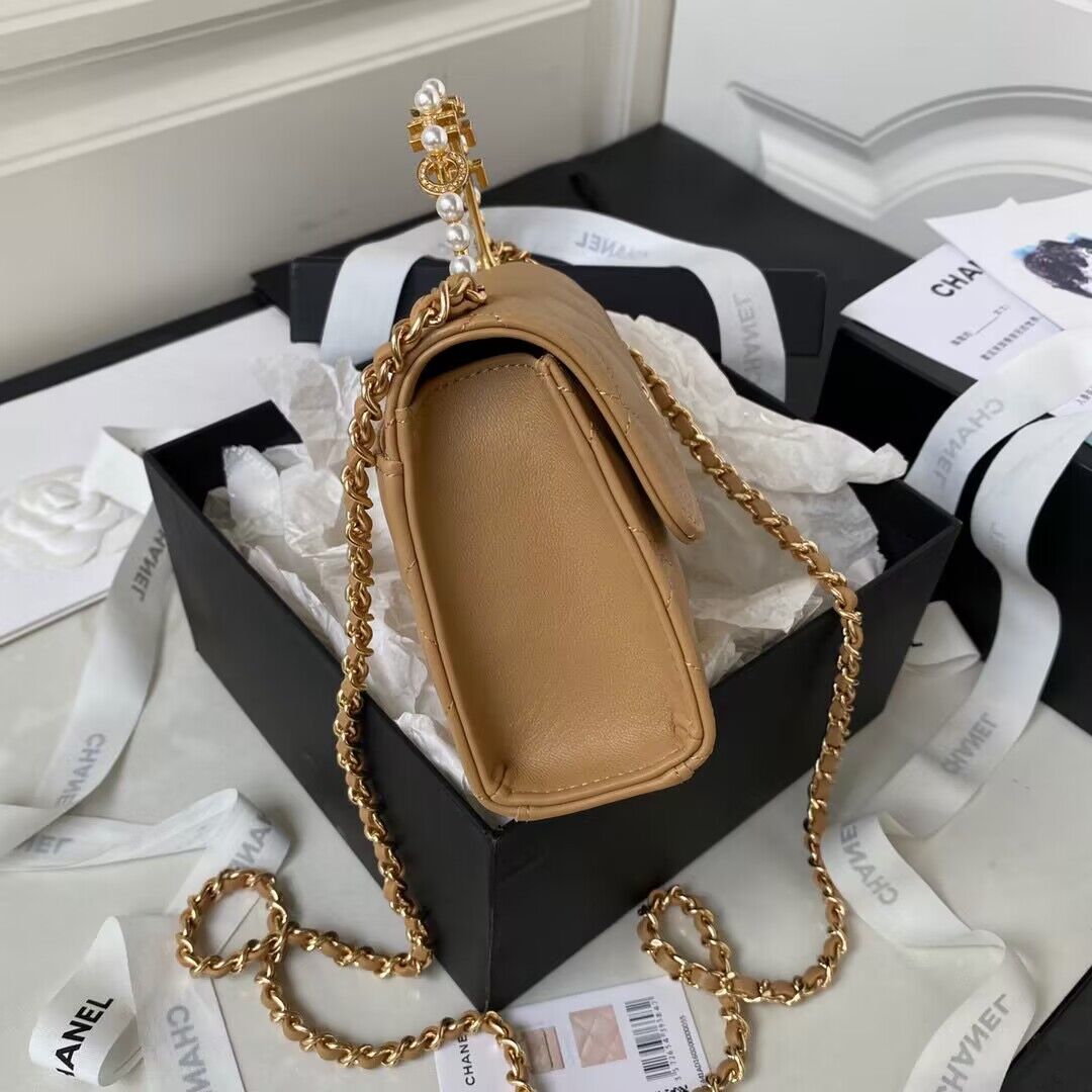 CHANEL 22B Kelly Pearl Top Handle Bag AP3513 Apricot CHANEL 22B Kelly Pearl Top Handle Bag AP3513 Apricot