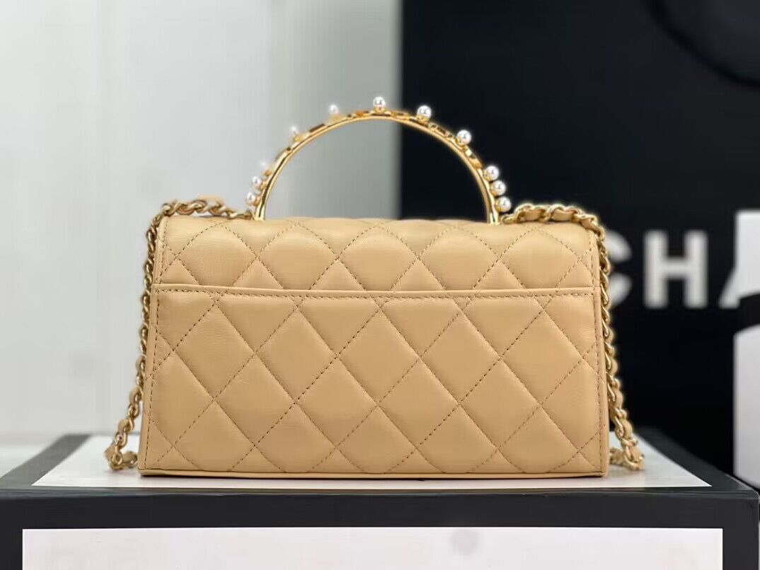 CHANEL 22B Kelly Pearl Top Handle Bag AP3562 Apricot CHANEL 22B Kelly Pearl Top Handle Bag AP3562 Apricot
