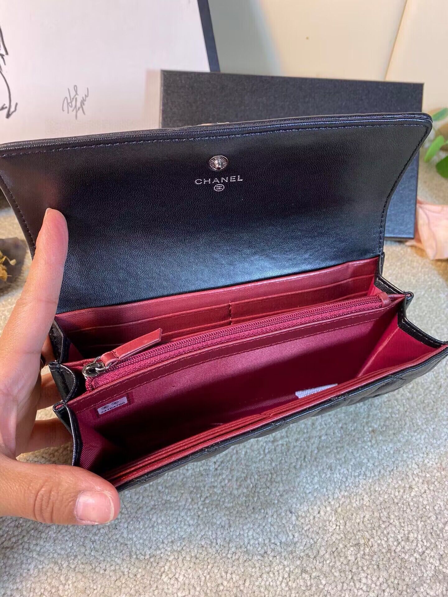 Chanel Boy Matelasse Long Wallet Black Sheepskin CHA5263 Silver Chanel Boy Matelasse Long Wallet Black Sheepskin CHA5263 Silver