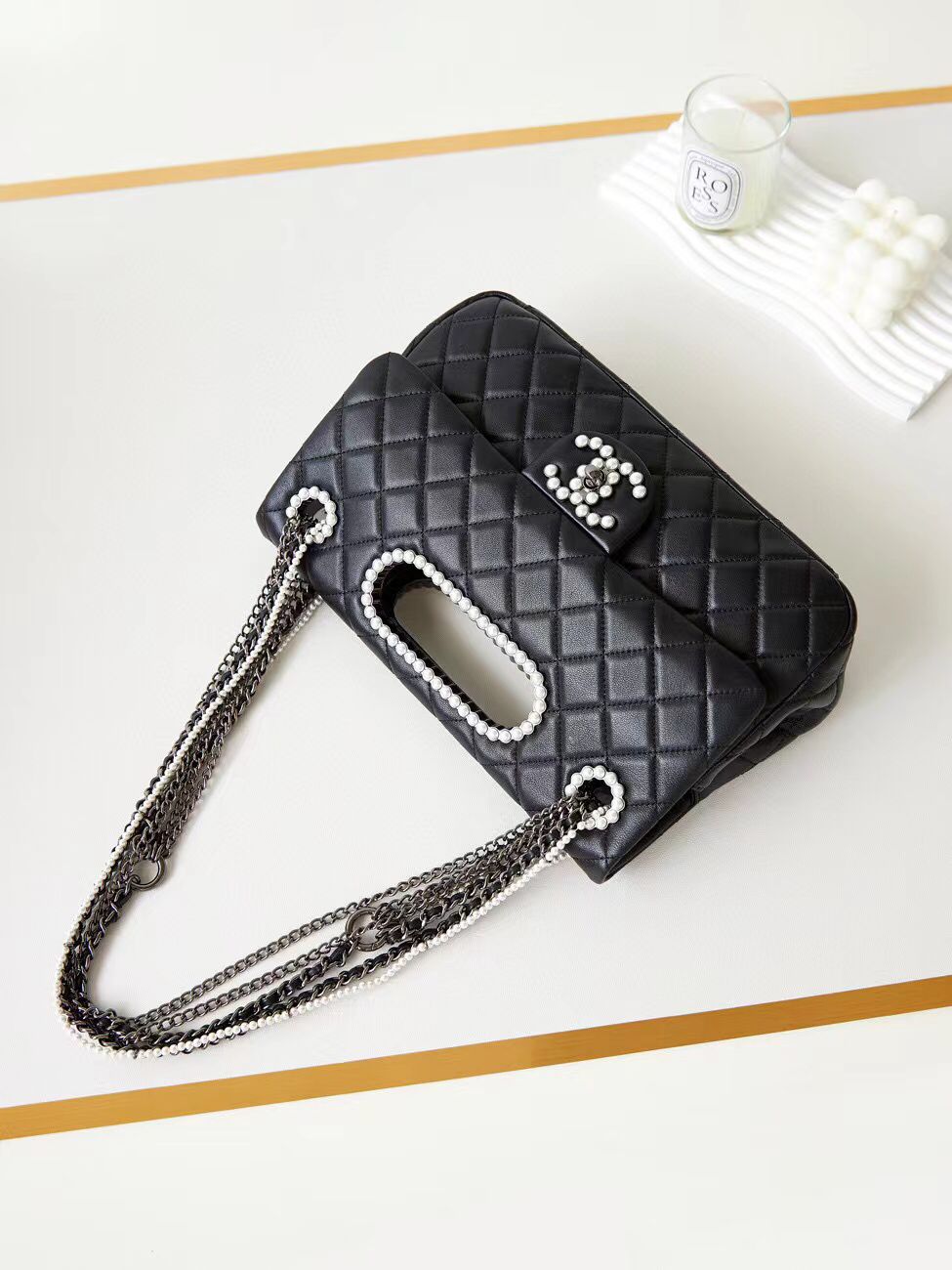 Chanel Original Leather Pearl CC LOGO Bag AS4221 Black Chanel Original Leather Pearl CC LOGO Bag AS4221 Black