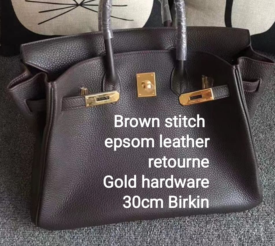 Hermes Birkin Bag Original Togo or Epsom Leather 30CM 17826 Coffee