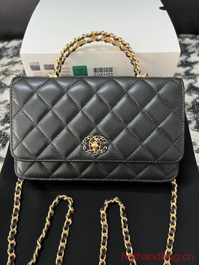 CHANEL FLAP PHONE HOLDER WITH CHAIN AP3566 black