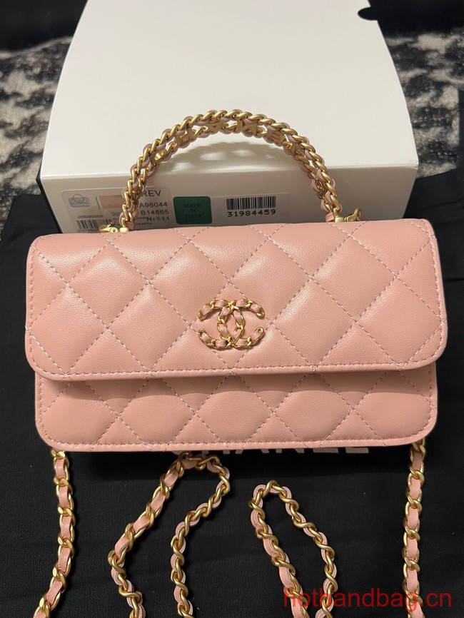 CHANEL FLAP PHONE HOLDER WITH CHAIN AP3575 pink