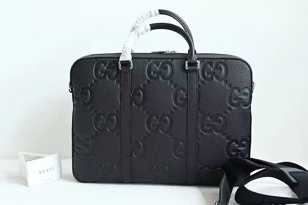 Gucci Jumbo GG Leather Briefcase 658573 Black 
