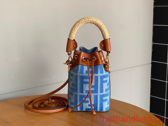 Fendi Mon Tresor fabric mini bag with FF motif 0111 blue