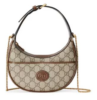 Gucci HALF-MOON-SHAPED MINI BAG WITH INTERLOCKING G 726843 brown