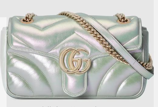 Gucci GG MARMONT SMALL SHOULDER BAG 443497 Green iridescent