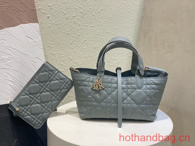 Small Dior Toujours Bag Macrocannage Calfskin M2822O gray 