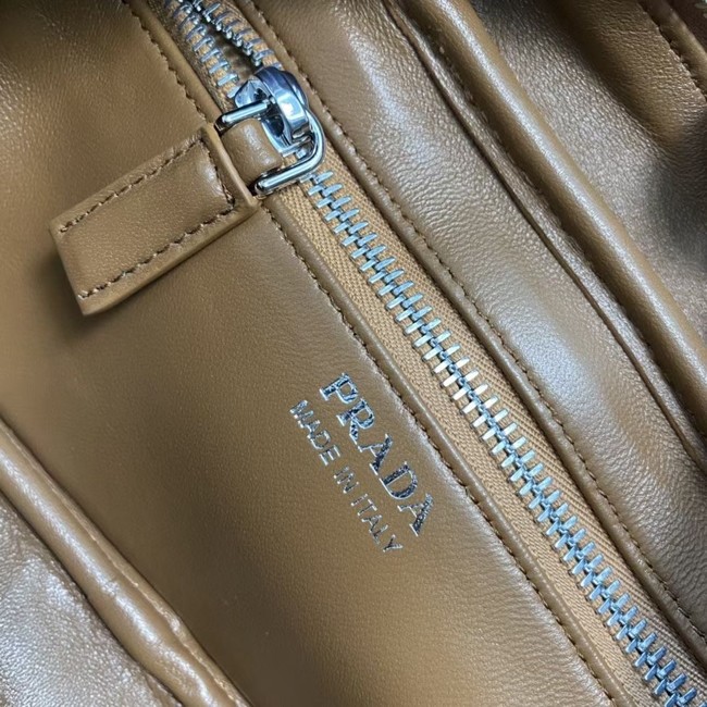 Prada Double leather small bag 1BB102 brown