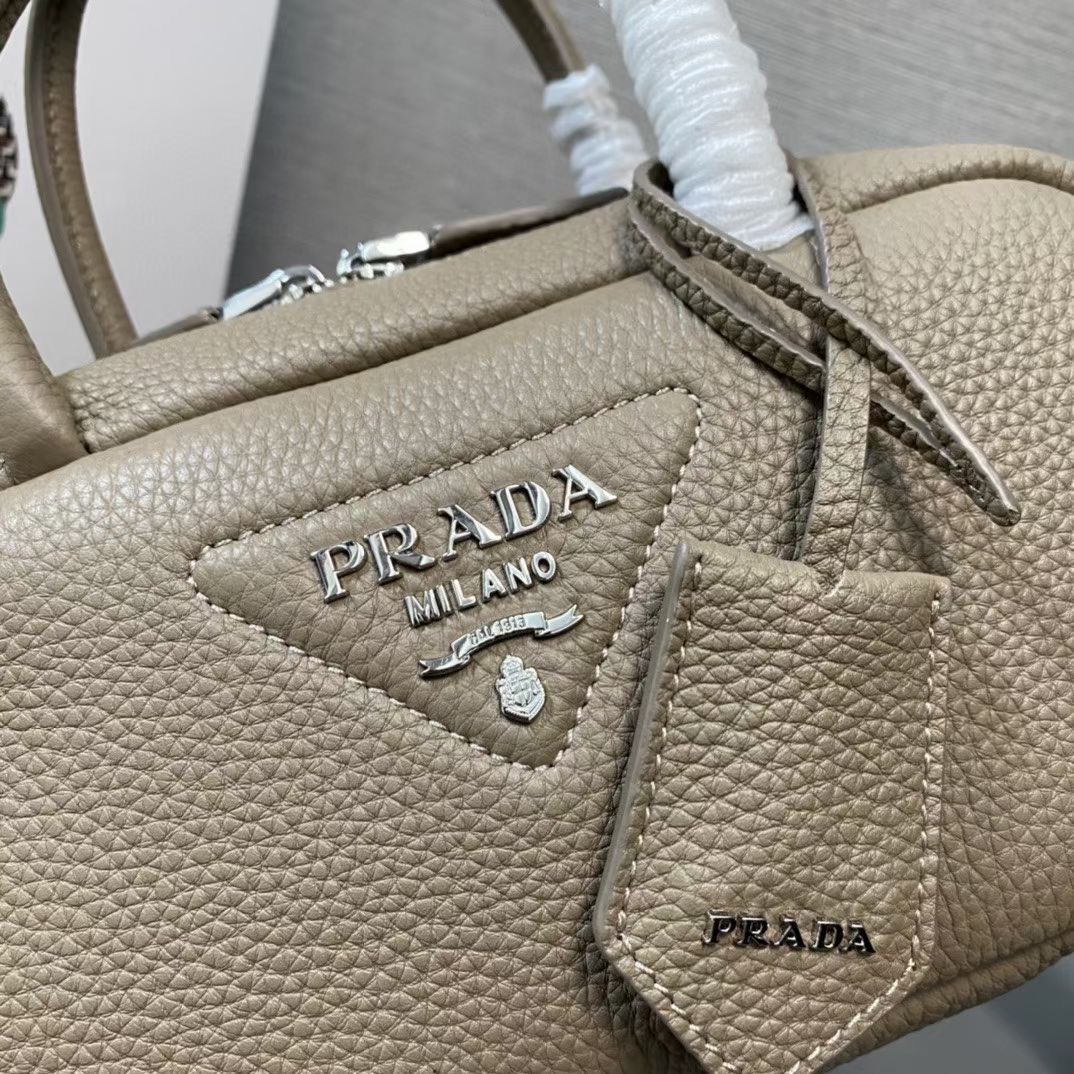 Prada Double leather small bag 1BB102 gray