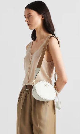 Prada Leather mini shoulder bag 1BH212 white