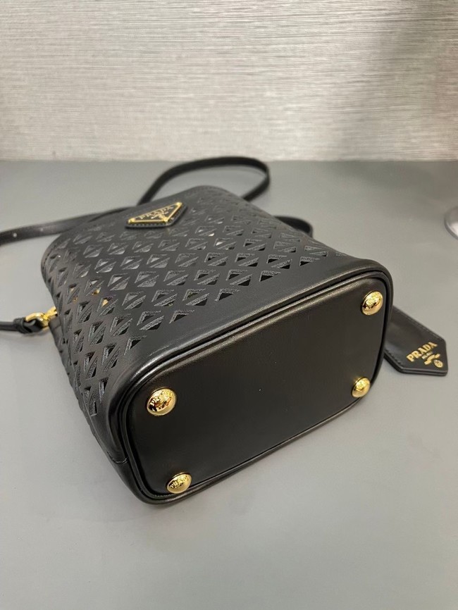 Prada Panier leather mini-bag with cut-out motif 1BA217 black