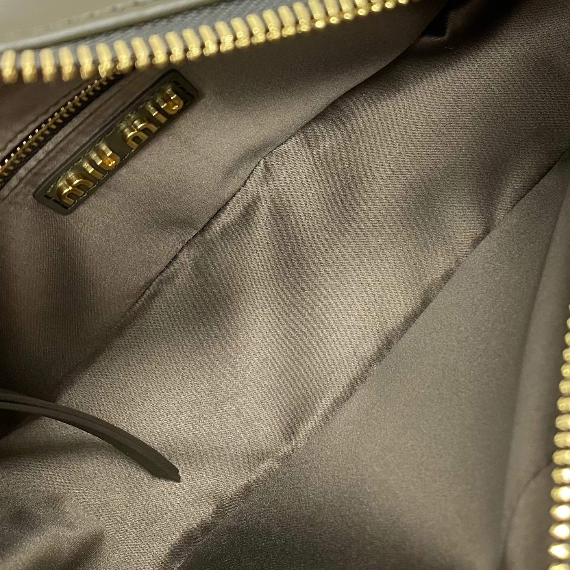 MIU MIU Original Leather Top Handle Bag 5BB147 Dark Green
