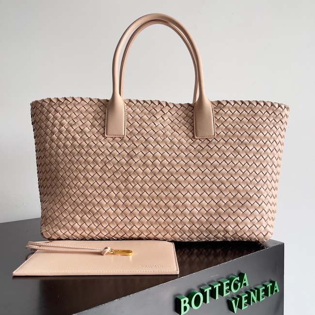 Bottega Veneta Large intreccio leather tote bag 608811 light praline