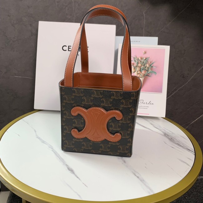 CELINE ENVELOPPE BAG IN TRIOMPHE CANVAS AND CALFSKIN 199202 TAN