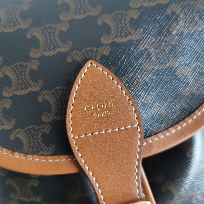 CELINE MEDIUM BACKPACK FOLCO IN TRIOMPHE CANVAS AND CALFSKIN 117902 TAN