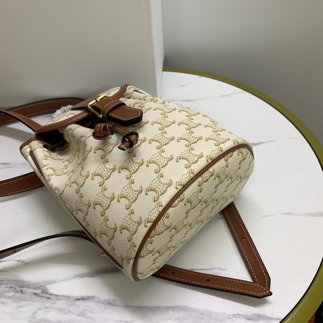 CELINE MINI BACKPACK FOLCO IN TRIOMPHE CANVAS AND CALFSKIN 197662 WHITE