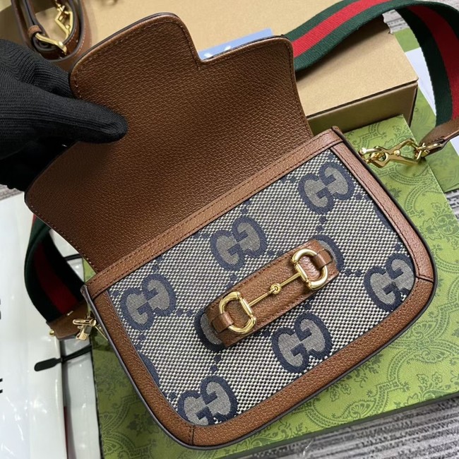 Gucci Horsebit 1955 GG mini bag 658574 blue&brown