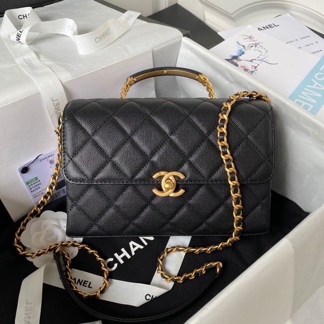 Chanel FLAP BAG WITH TOP HANDLE AS4008 black