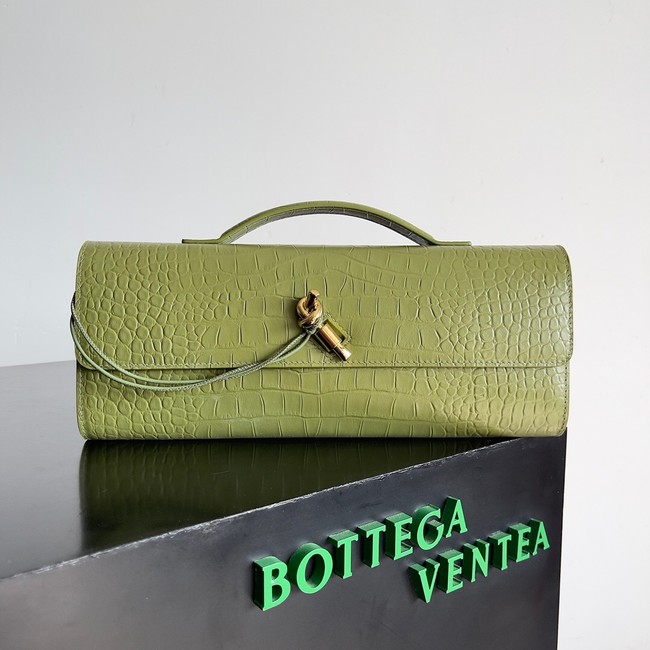 Bottega Veneta Long Clutch Andiamo With Handle alligator leather 741511 Khaki
